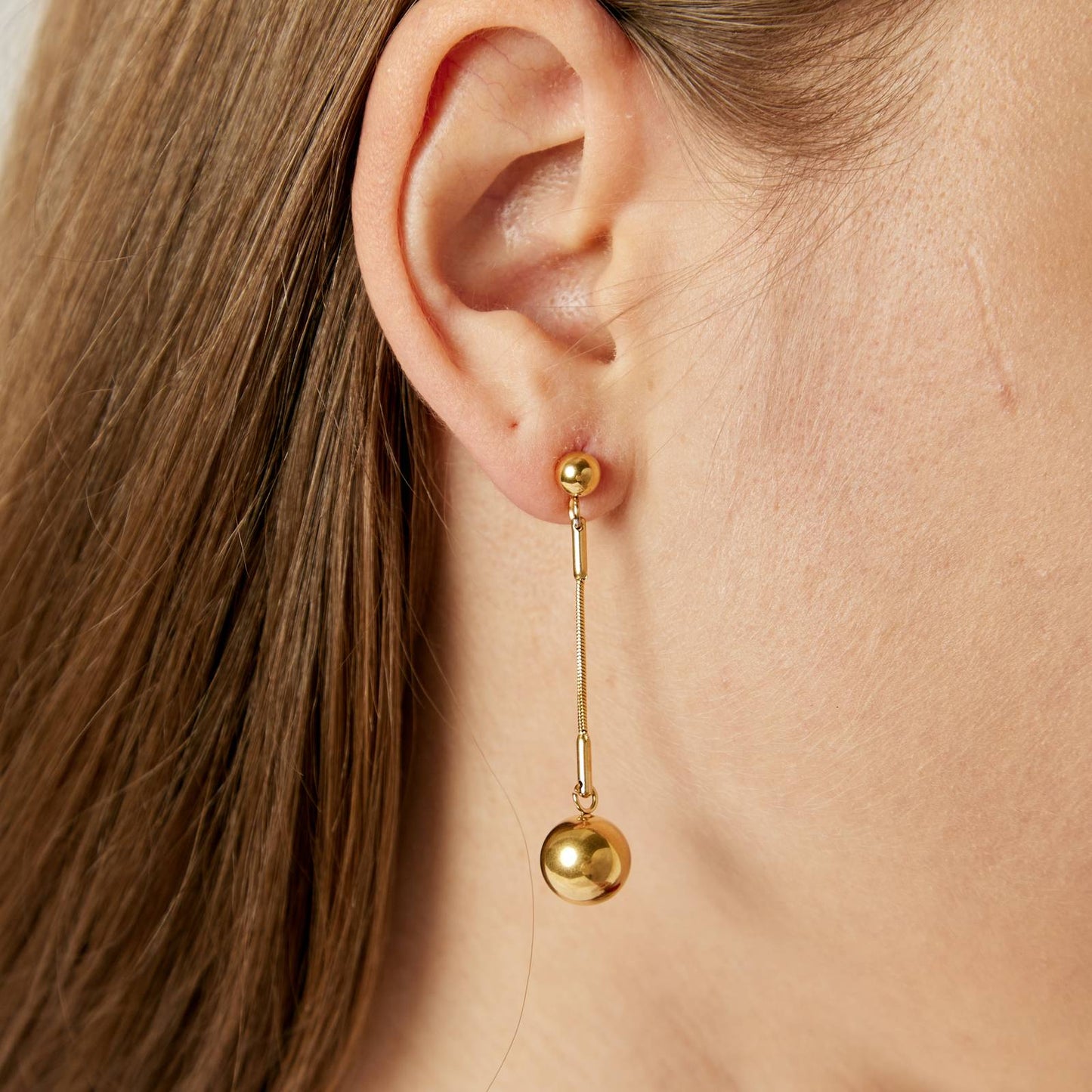 Earrings, 18K Gold Plated Steel