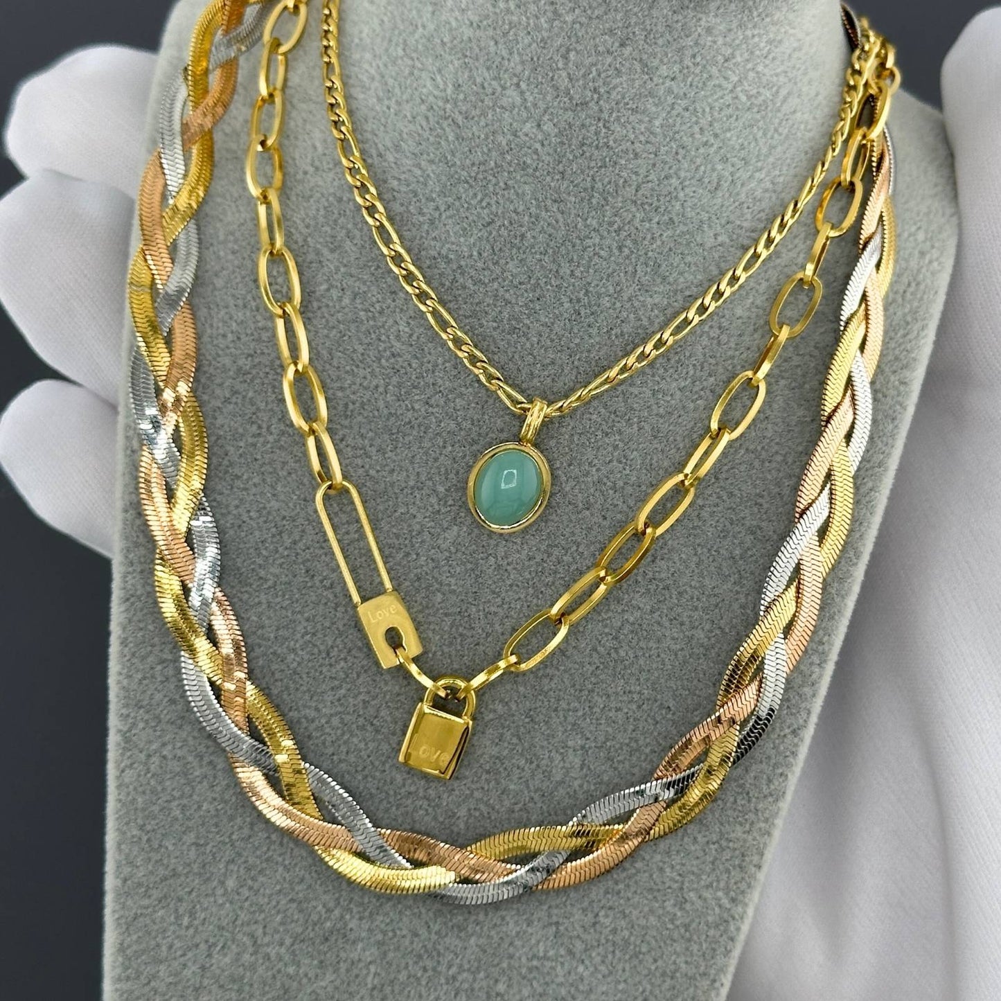 Necklace, 18K Gold Plated Steel