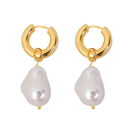 Earrings, 18K Gold Plated Steel