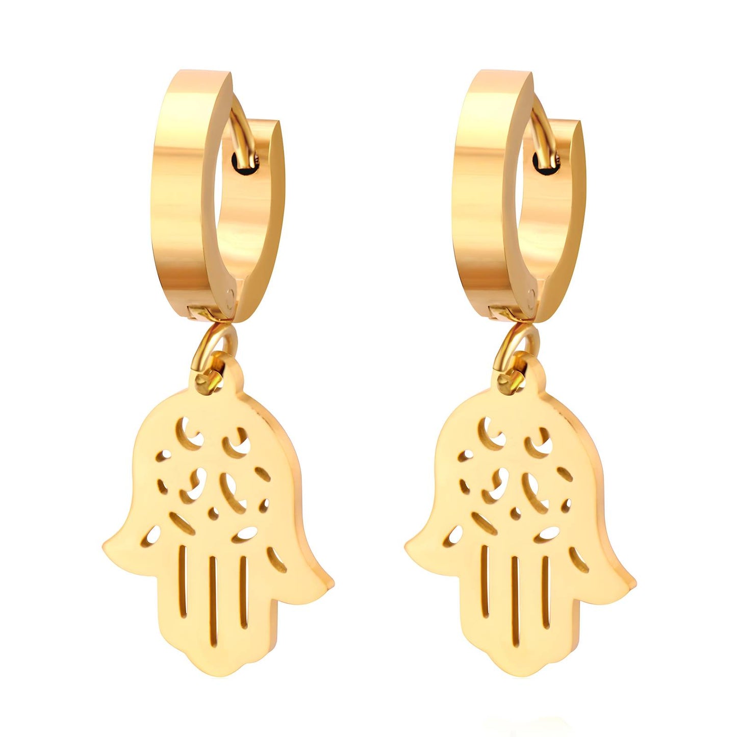 Earrings, 18K Gold Plated Steel