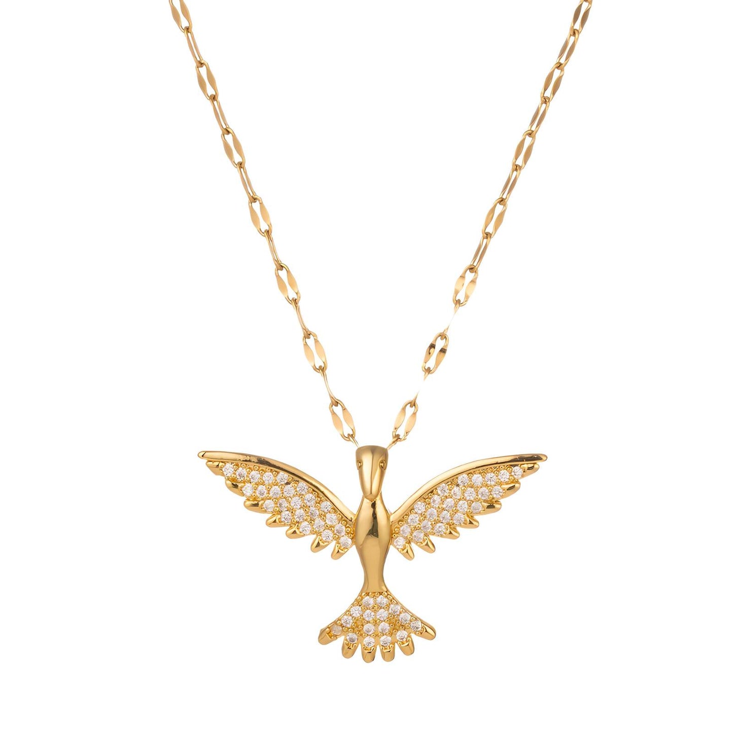 Bird Necklace, 18K Gold Plated Steel