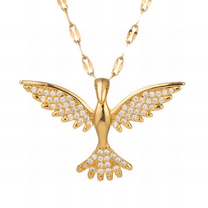 Bird Necklace, 18K Gold Plated Steel