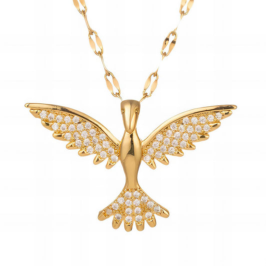 Bird Necklace, 18K Gold Plated Steel