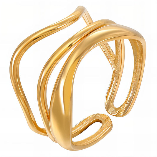 Ring, 18K Gold Plated Steel