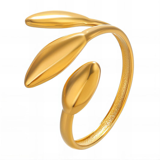 Leaves Ring, 18K Gold Plated Steel