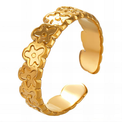 Flowers Ring, 18K Gold Plated Steel