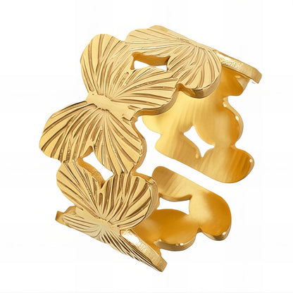 Butterflies Ring, 18K Gold Plated Steel