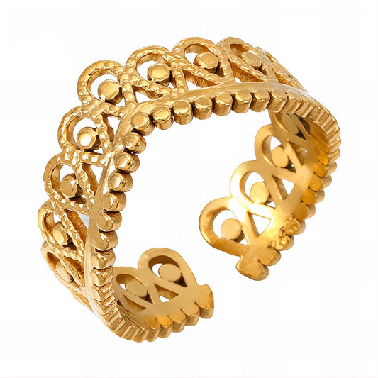 Ring, 18K Gold Plated Steel