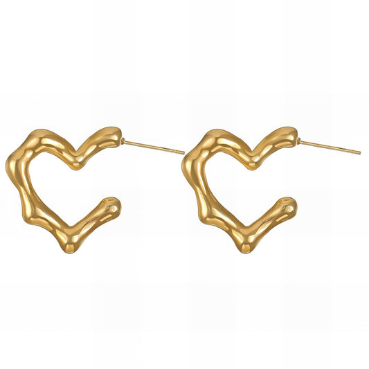 Hearts Earrings, 18K Gold Plated Steel