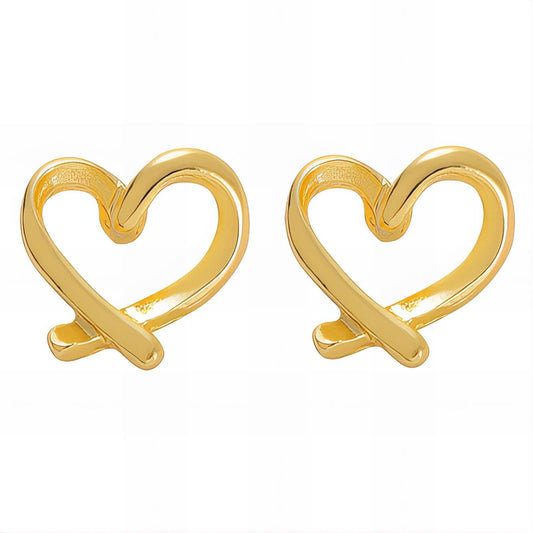 Hearts Earrings, 18K Gold Plated Steel
