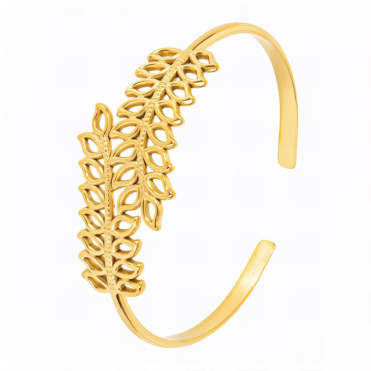 Leaves Bracelet, 18K Gold Plated Steel