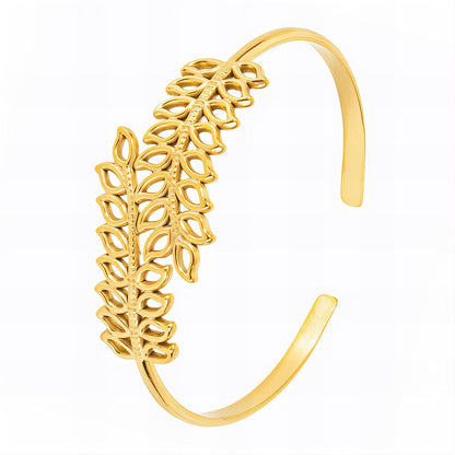 Leaves Bracelet, 18K Gold Plated Steel