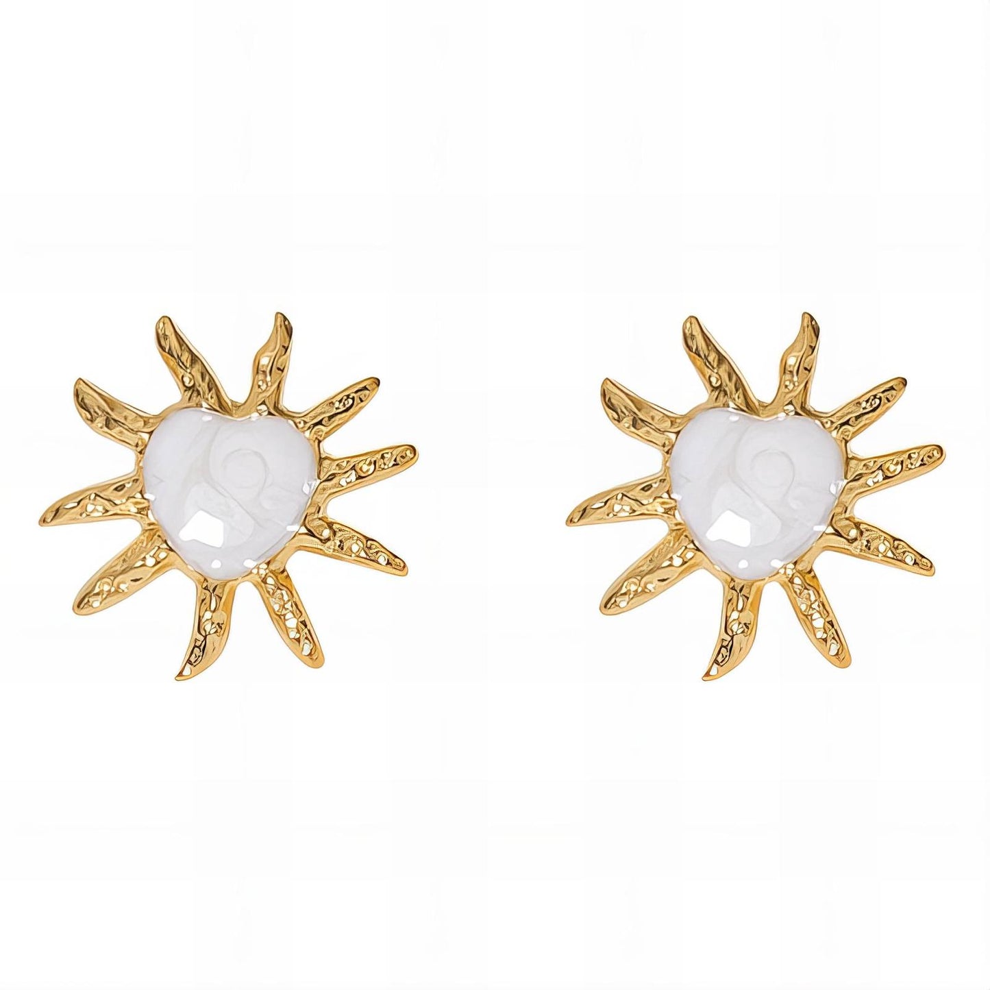 Sun Earrings, 18K Gold Plated Steel