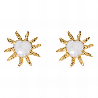 Sun Earrings, 18K Gold Plated Steel