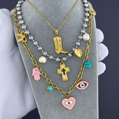 Boot Necklace, 18K Gold Plated Steel