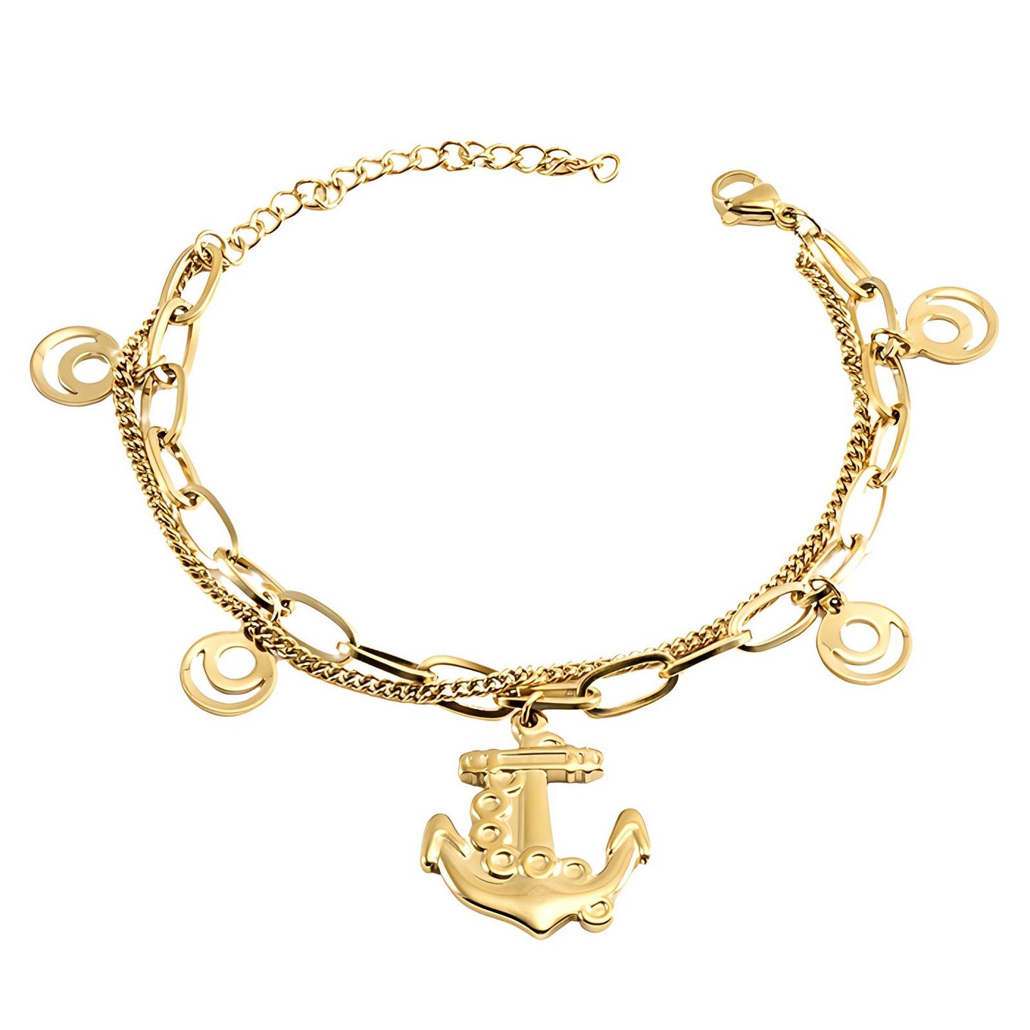 Anchor Bracelet, 18K Gold Plated Steel