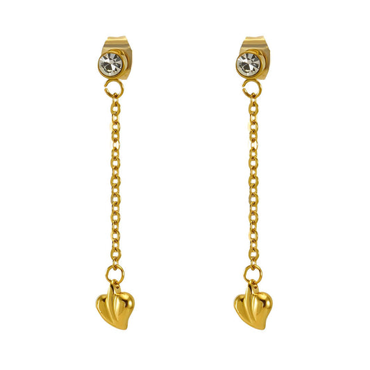 Hearts Earrings, 18K Gold Plated Steel