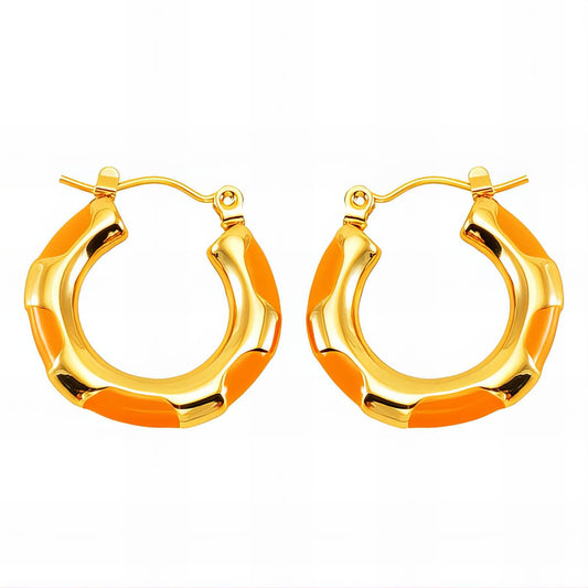 Earrings, 18K Gold Plated Steel