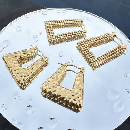 Earrings, 18K Gold Plated Steel