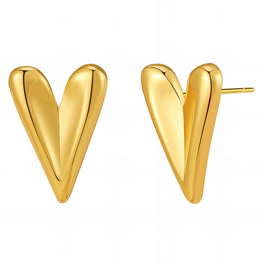 Hearts Earrings, 18K Gold Plated Steel