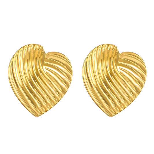Hearts Earrings, 18K Gold Plated Steel