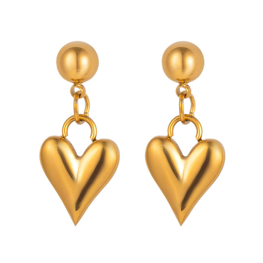 Hearts Earrings, 18K Gold Plated Steel