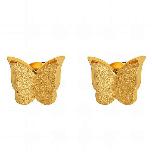 ฺButterflies Earrings, 18K Gold Plated Steel