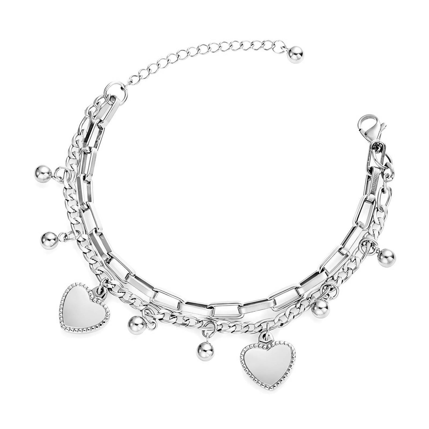 Hearts Bracelet, Stainless Steel