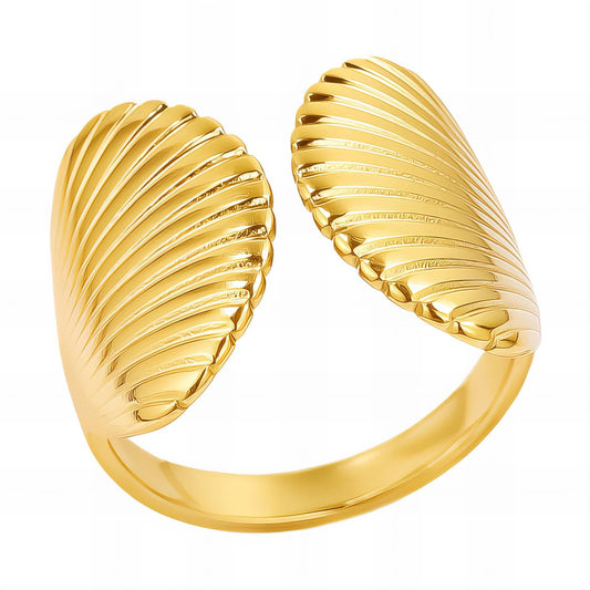 Seashells Ring, 18K Gold Plated Steel