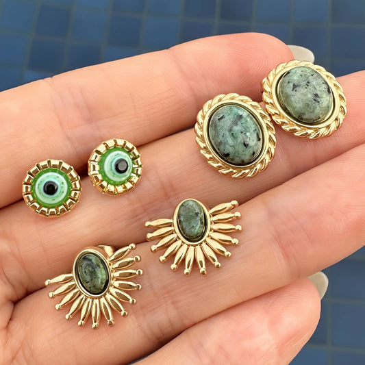 Earrings, 18K Gold Plated Steel