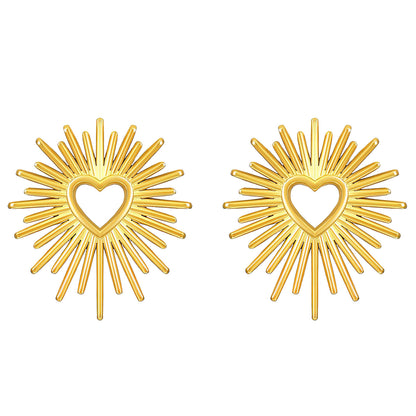 Hearts Earrings, 18K Gold Plated Steel