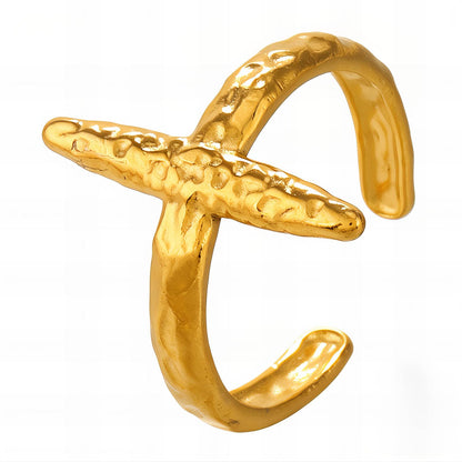 Crosses Ring, 18K Gold Plated Steel