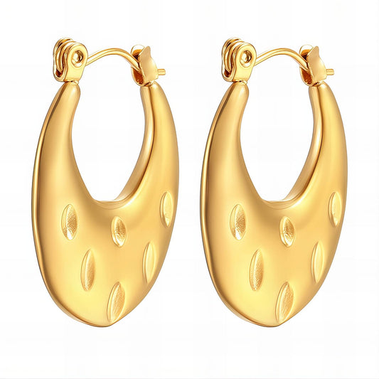 Earrings, 18K Gold Plated Steel