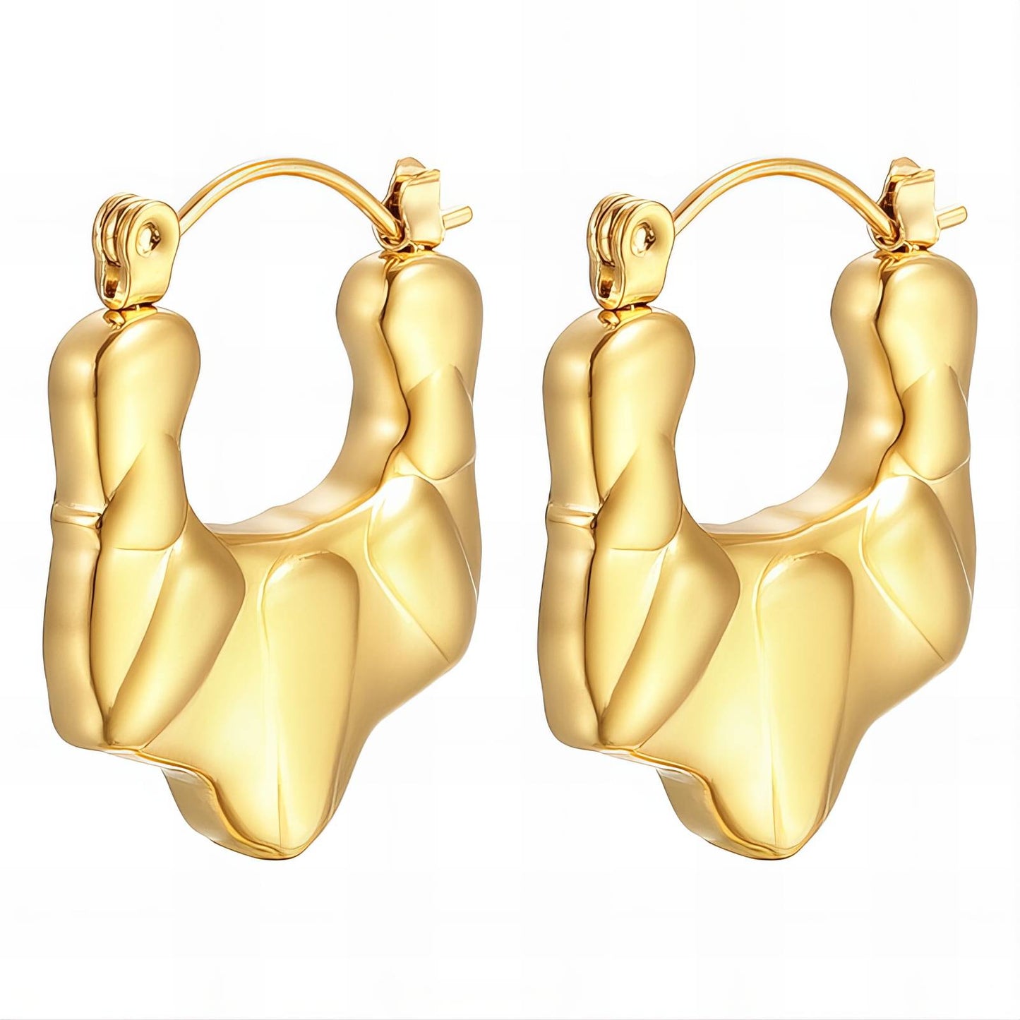Earrings, 18K Gold Plated Steel
