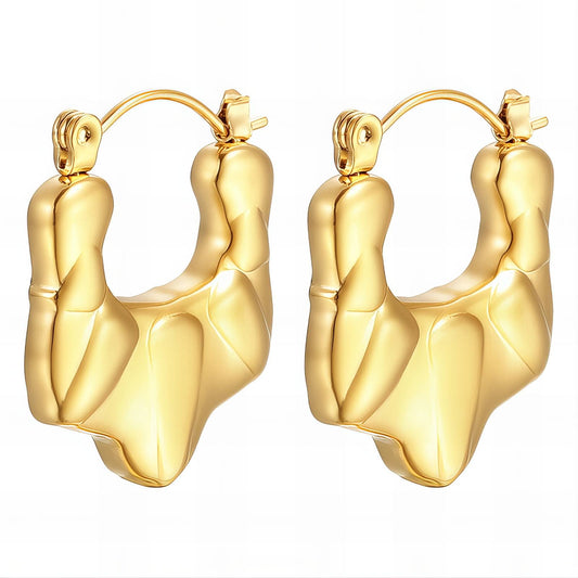 Earrings, 18K Gold Plated Steel