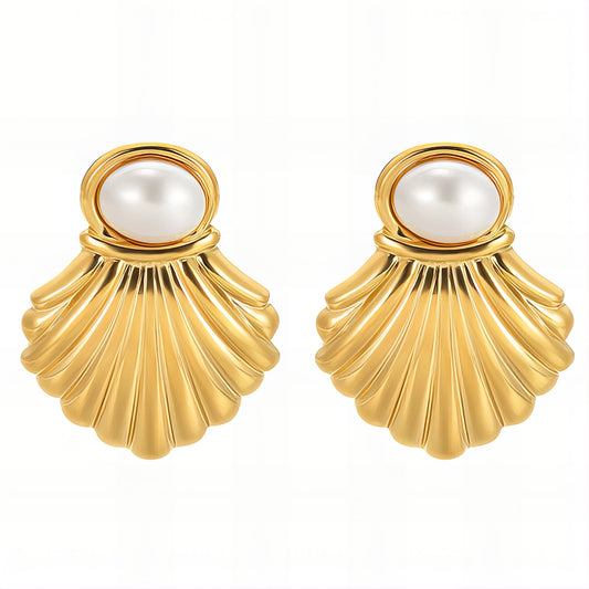 Seashells Earrings, 18K Gold Plated Steel