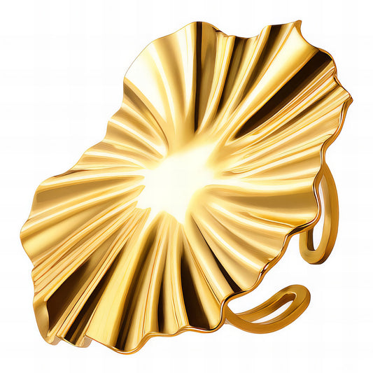 Leaf Ring, 18K Gold Plated Steel