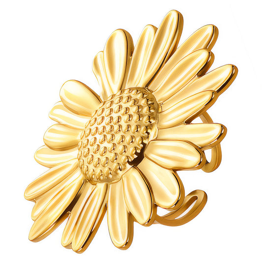 Flower Ring, 18K Gold Plated Steel