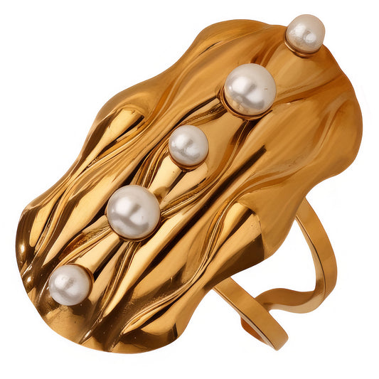 Ring, 18K Gold Plated Steel