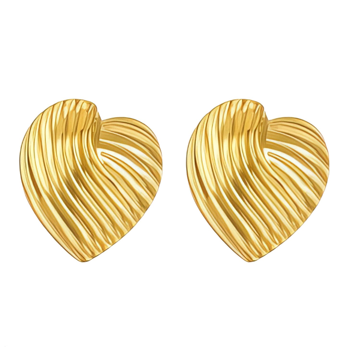 Hearts Earrings, 18K Gold Plated Steel