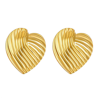 Hearts Earrings, 18K Gold Plated Steel