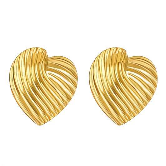 Hearts Earrings, 18K Gold Plated Steel
