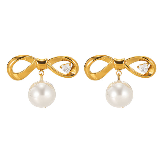 Bows Earrings, 18K Gold Plated Steel