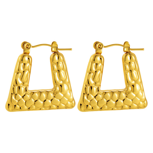 Earrings, 18K Gold Plated Steel