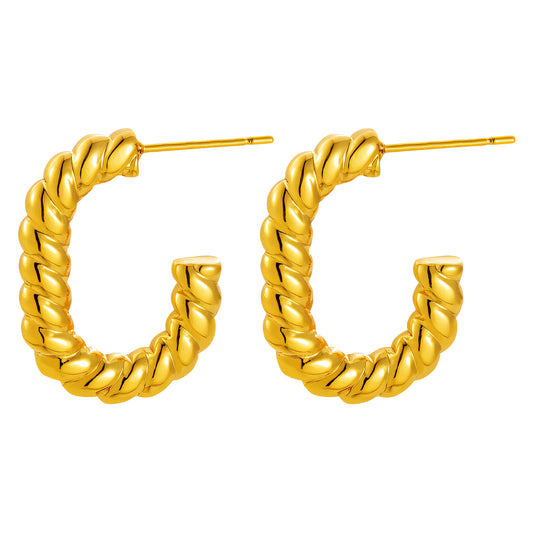 Earrings, 18K Gold Plated Steel