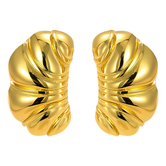 Earrings, 18K Gold Plated Steel