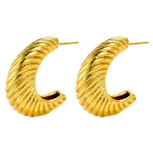 Earrings, 18K Gold Plated Steel
