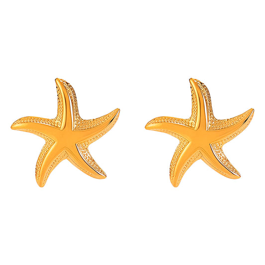 Starfishes Earrings, 18K Gold Plated Steel
