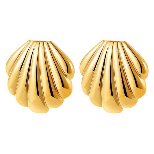 Seashells Earrings, 18K Gold Plated Steel