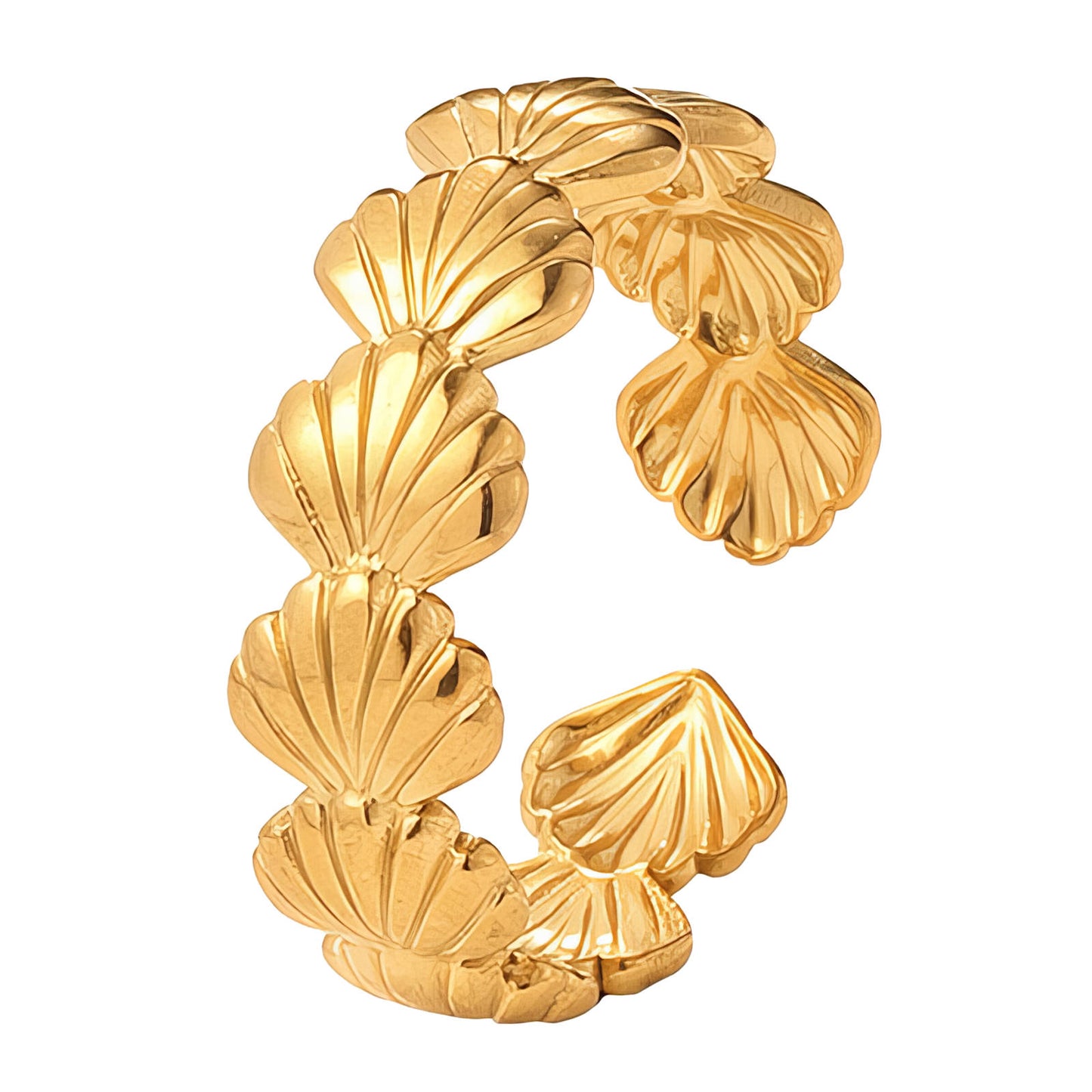 Seashells Ring, 18K Gold Plated Steel
